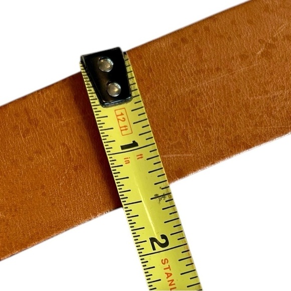 Vintage Tan Brown Silver Chainlink Genuine Leather Statement Belt Retro main image 4